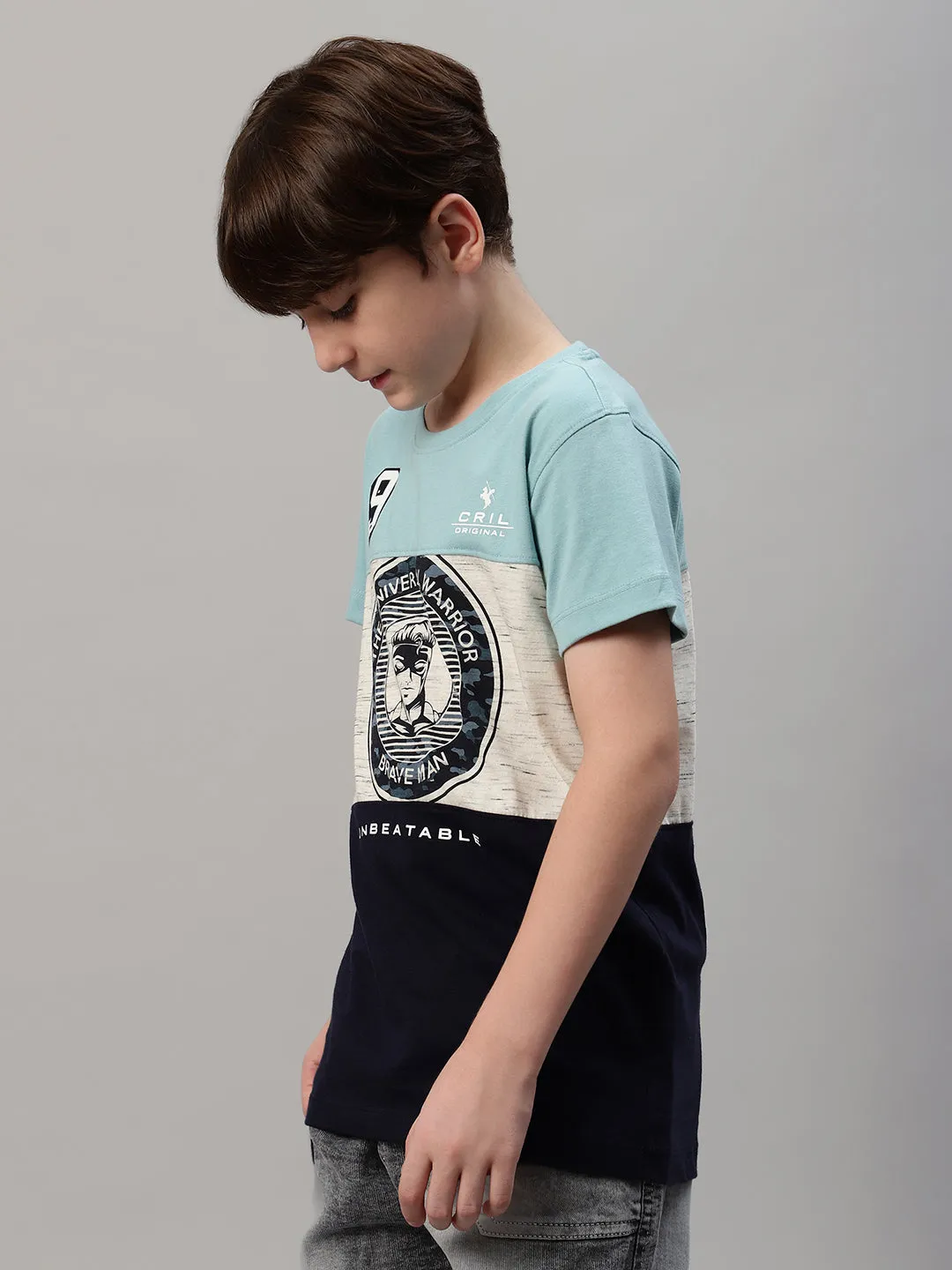 Boy's Navy Blue Graphic Print T-Shirt