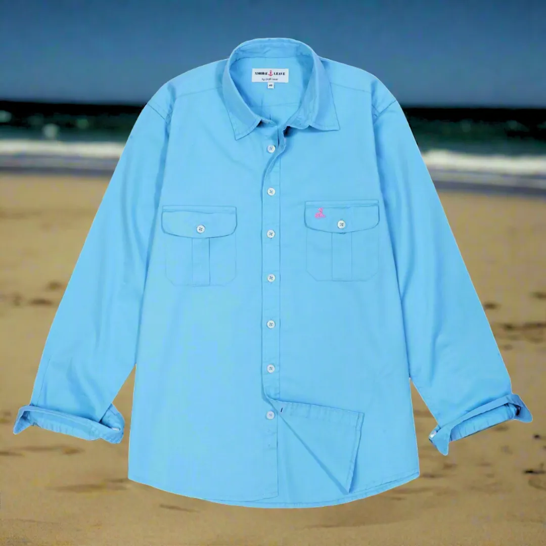 Breeze Blue Twill Enzyme Washed Texas Shirt