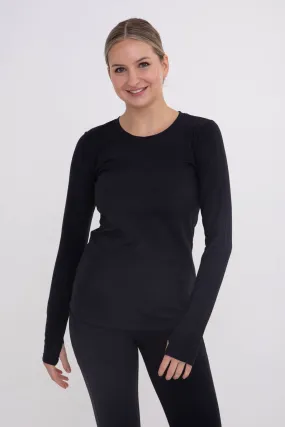 Brushed Interior Long Sleeve Active Top with Thumbholes