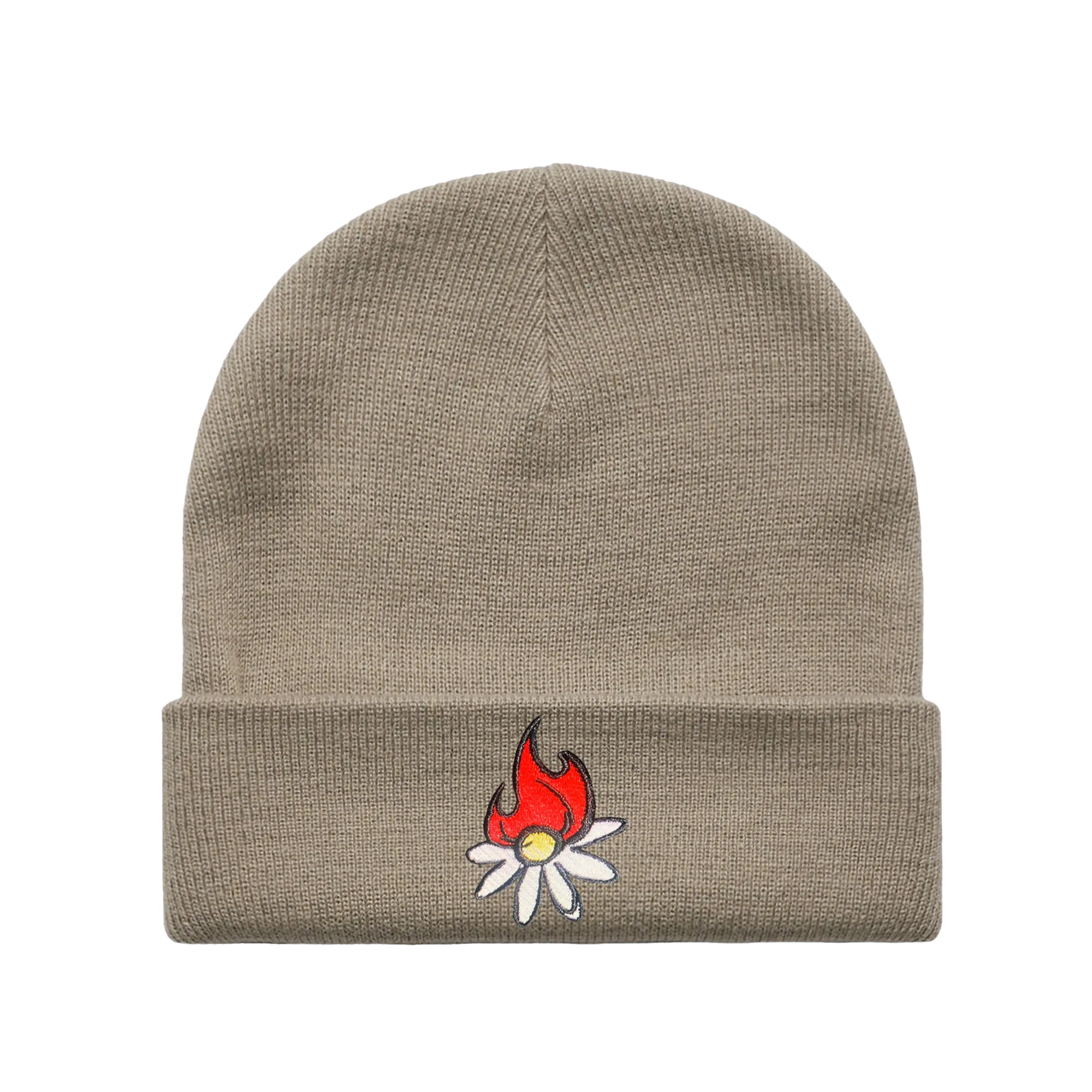 Burning Daisy Khaki Beanie