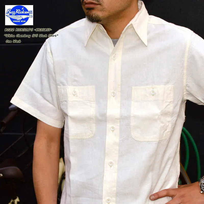 BUZZ RICKSON'S "BR35857" WHITE CHAMBRAY WORK SHIRT