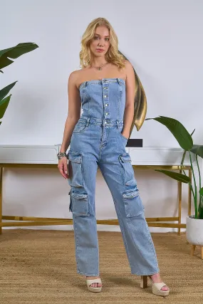 Cargo Denim Jumpsuit