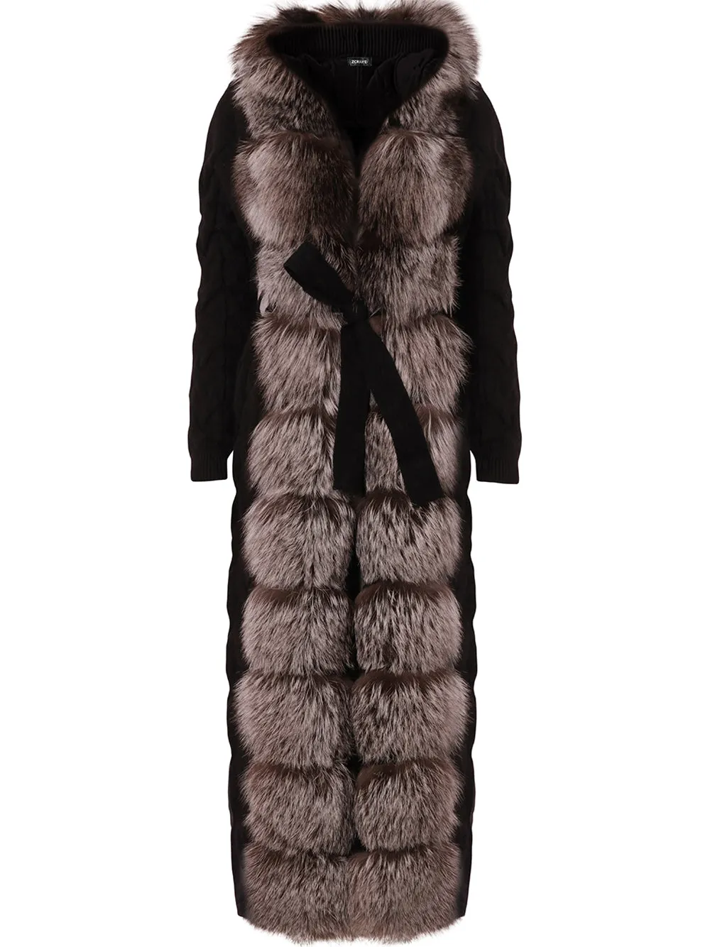 CAVO Fur-Trimmed Cashmere Cable-Knit Cardigan