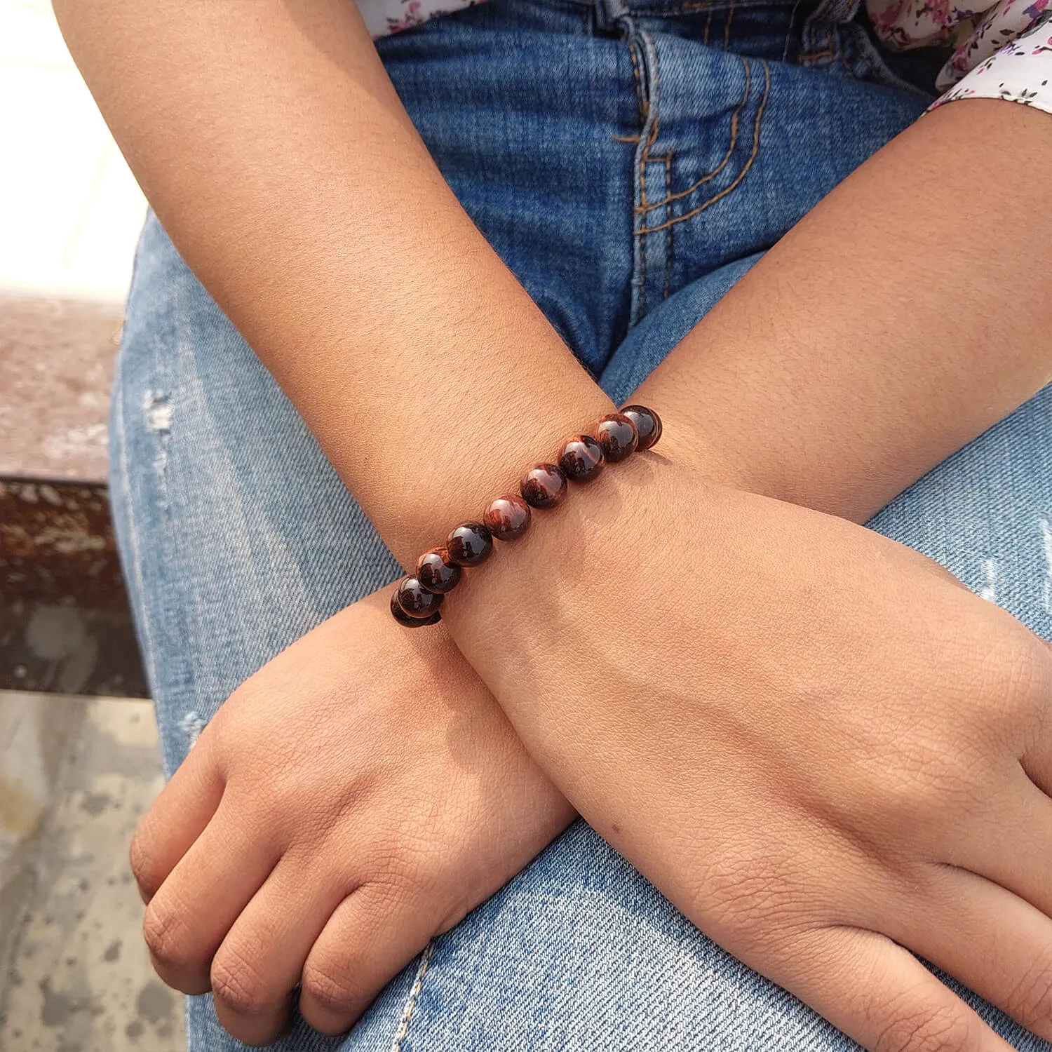 Certified Red Tiger Eye 8mm Natural Stone Bracelet