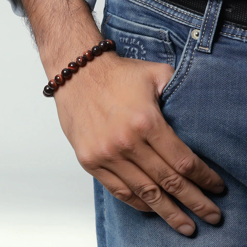 Certified Red Tiger Eye 8mm Natural Stone Bracelet