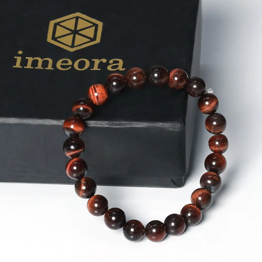 Certified Red Tiger Eye 8mm Natural Stone Bracelet