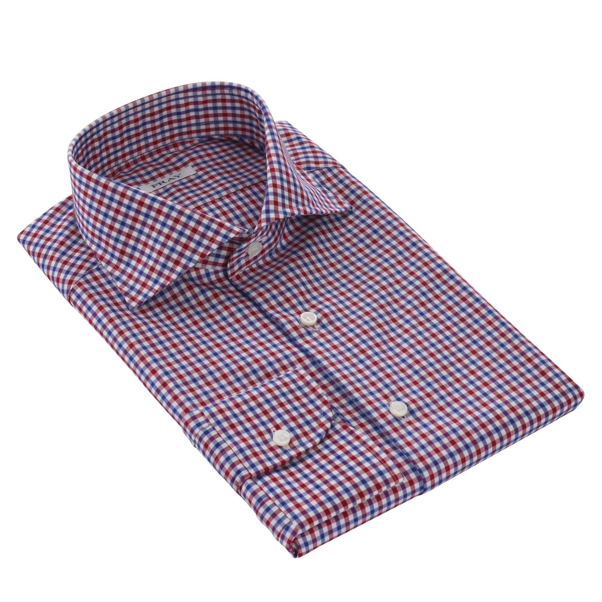 Checked Blue and Red Shirt with Cutaway Collar