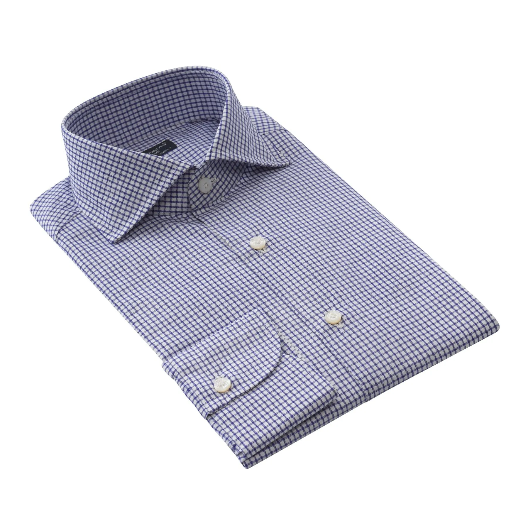 Checked Cotton Shirt in Blue and White