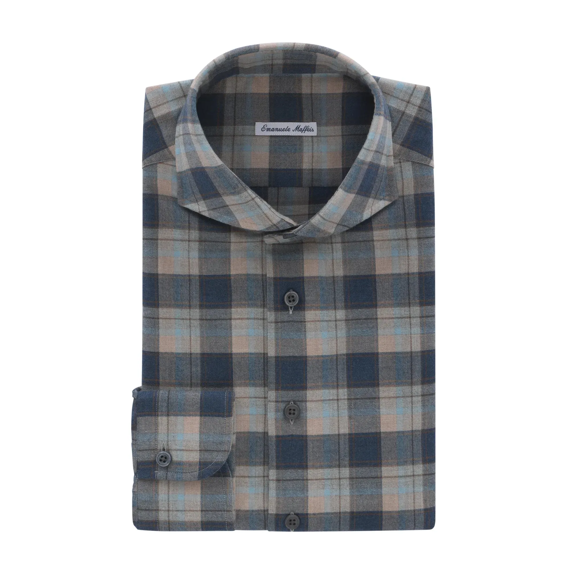 Checked Multicolor Shirt with Shark Collar