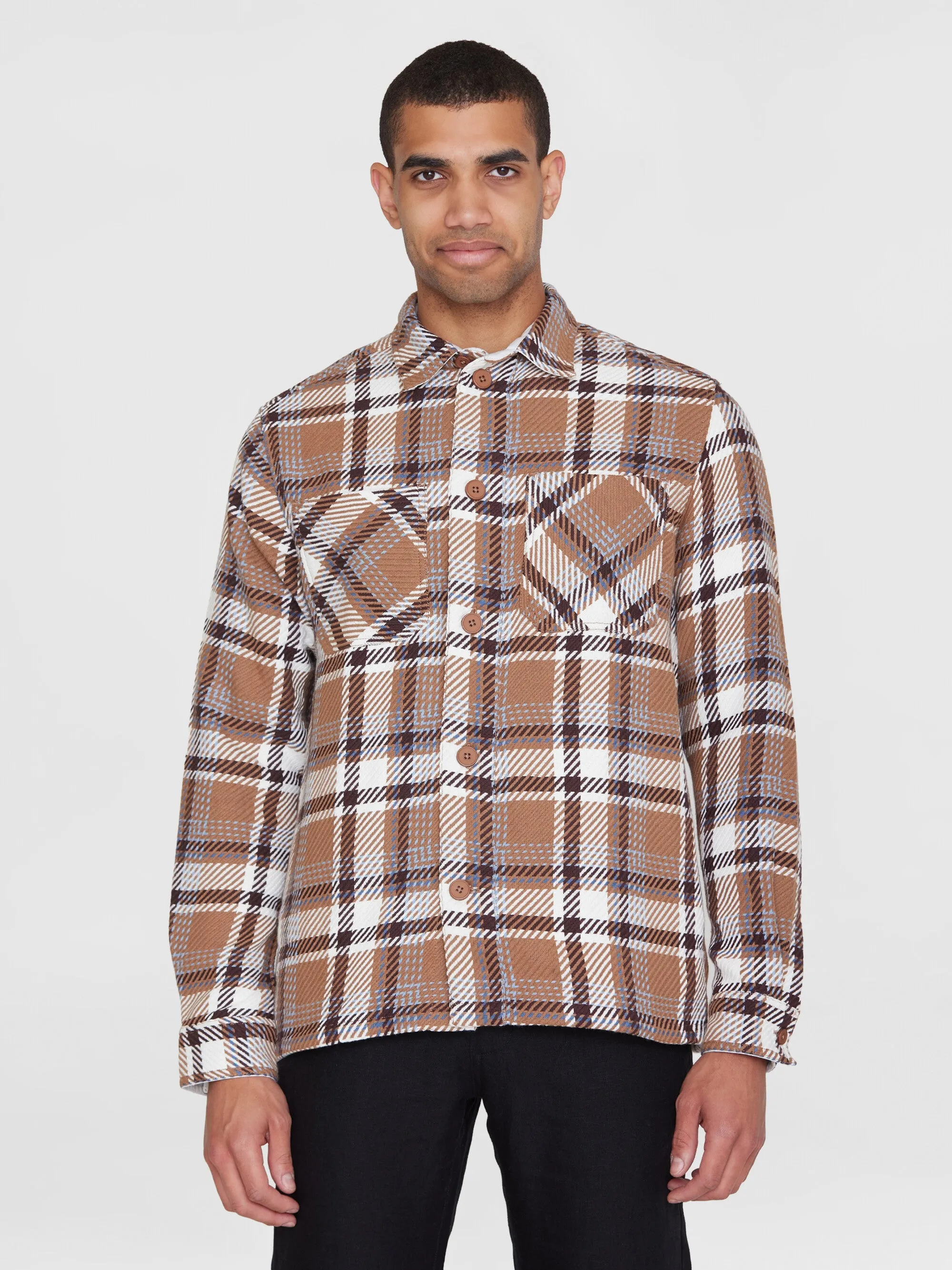 Checked overshirt - GOTS/Vegan - Brown check