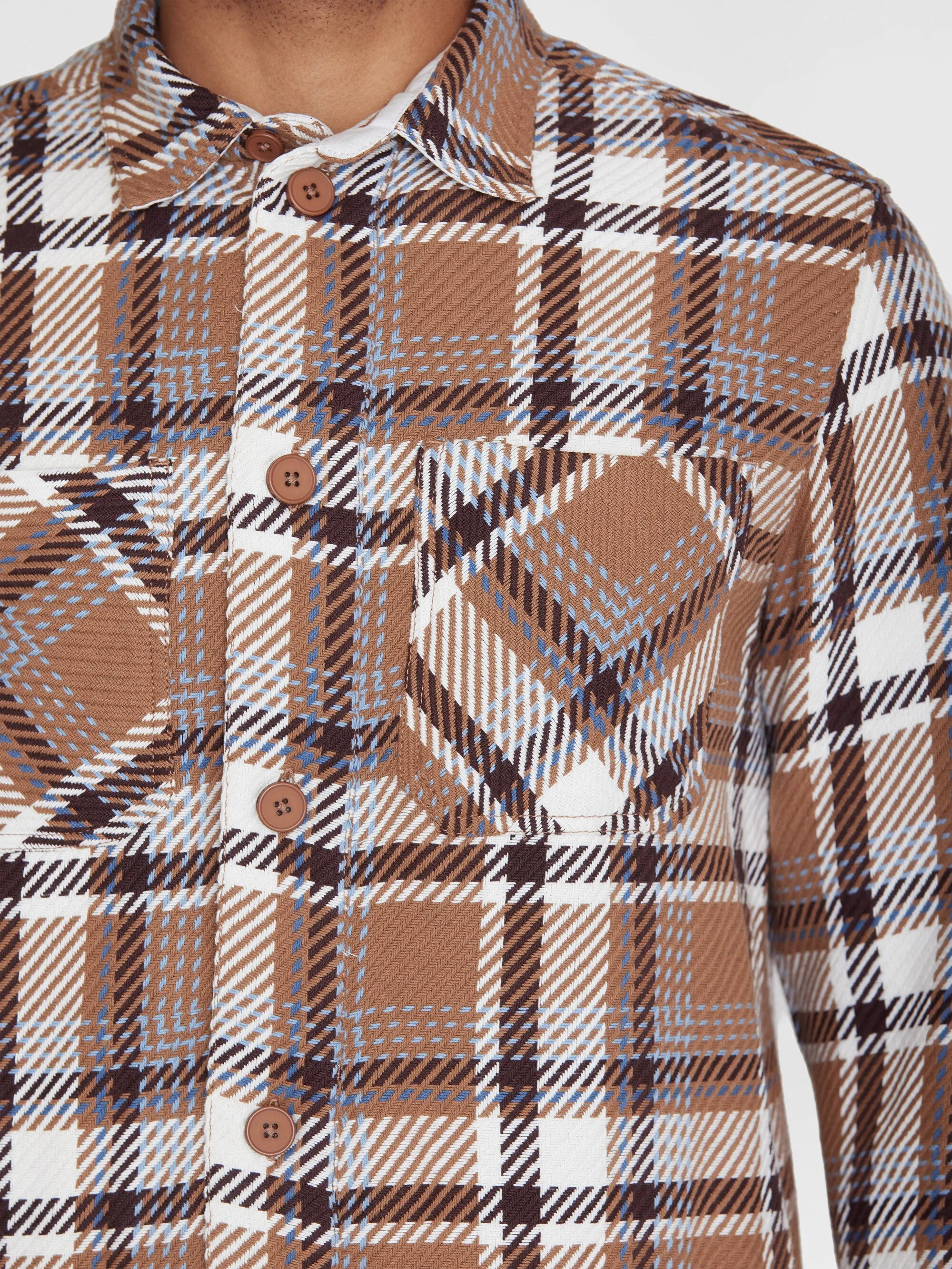 Checked overshirt - GOTS/Vegan - Brown check