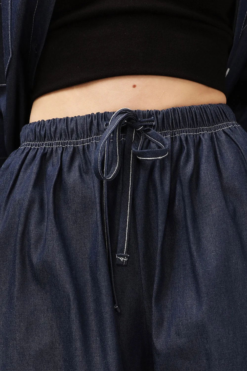 Chloe Drawstring Denim Shorts