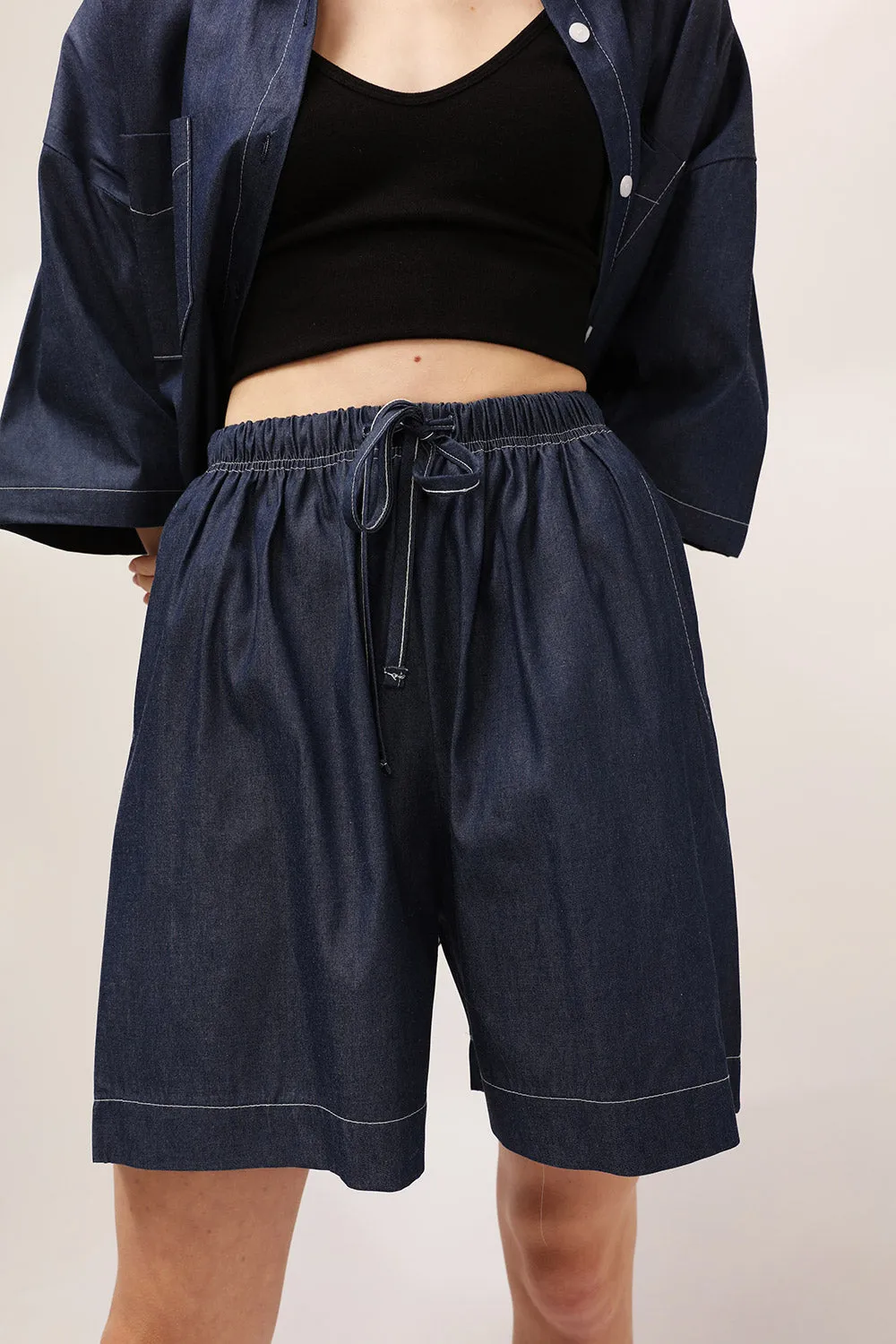 Chloe Drawstring Denim Shorts