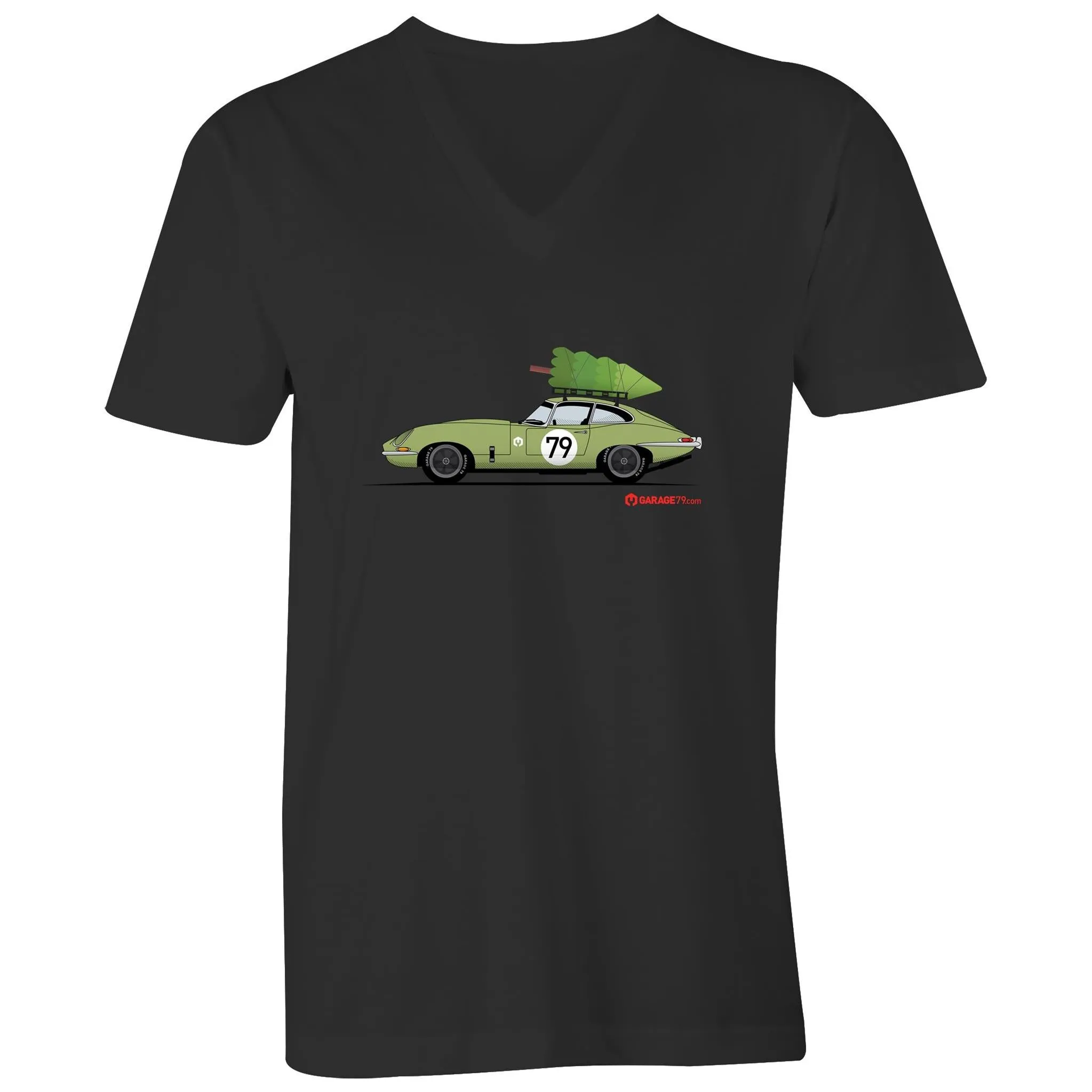 Christmas Jaguar E-Type Series Mens V-Neck Tee