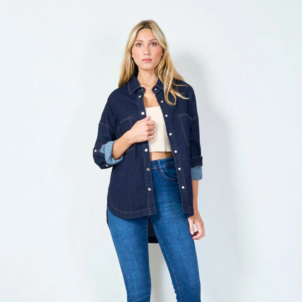 Classic button-up denim shirt wholesale