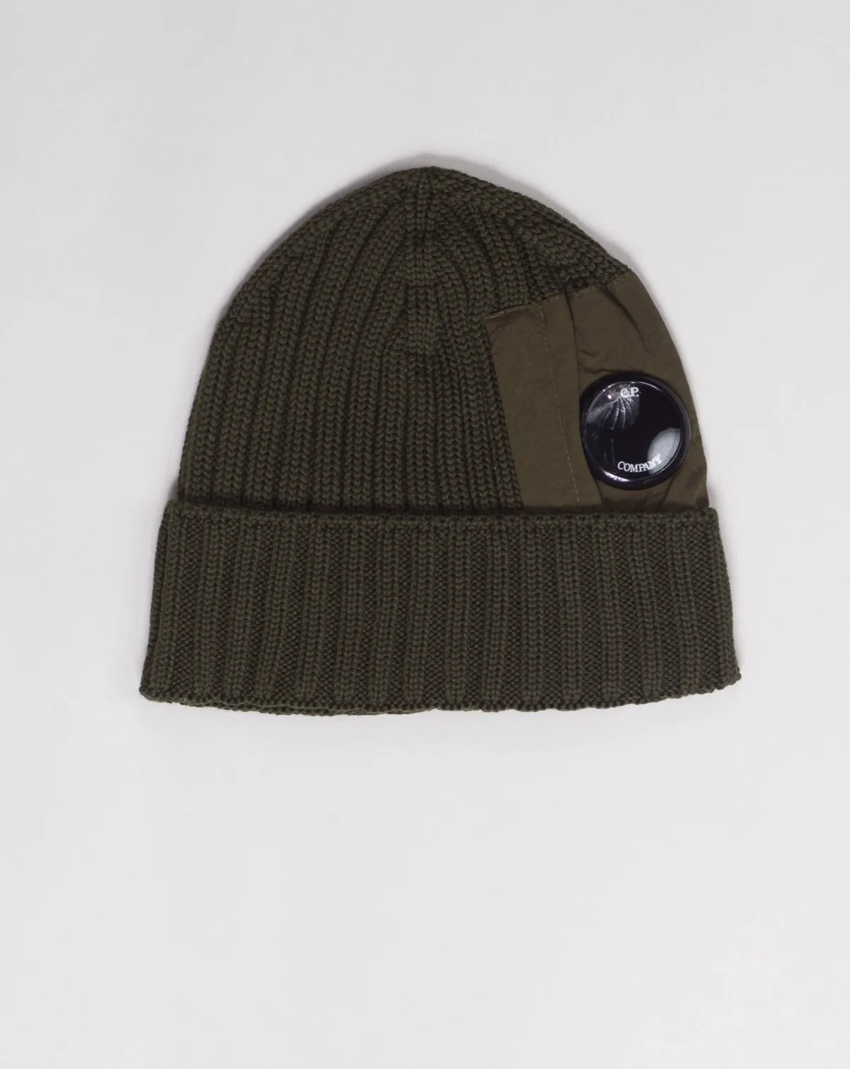 C.P. Company Extra Fine Merino Wool Side Lens Beanie / Ivy Green