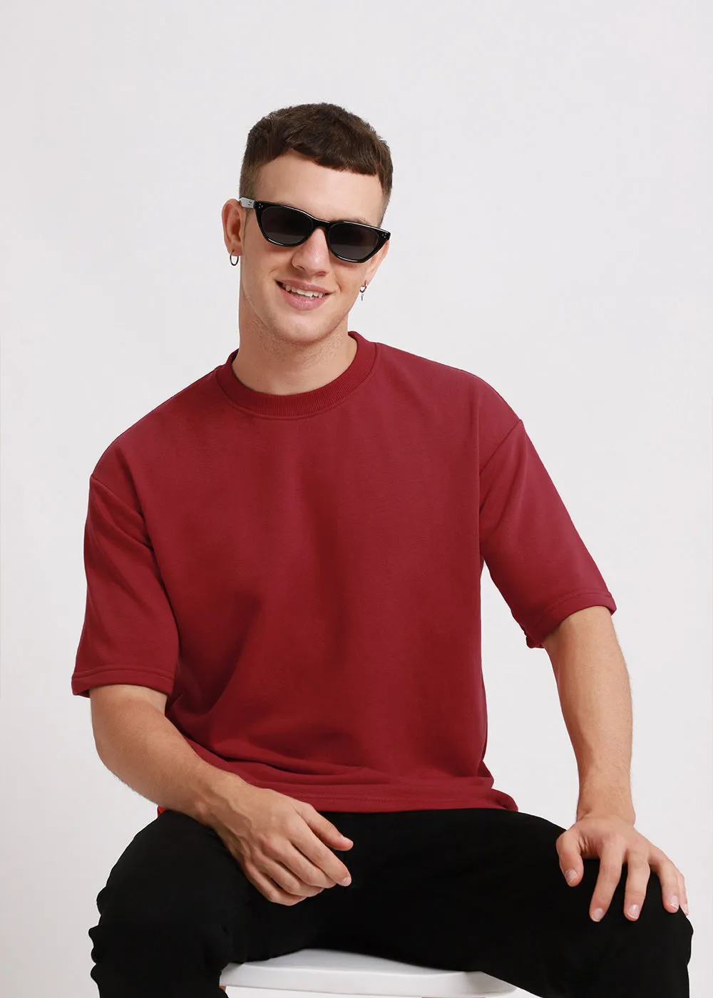 Crimson Red Oversized Basic T-shirt