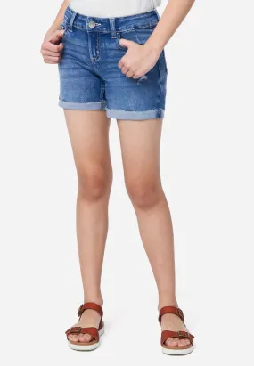 Cuffed Midi Denim Shorts