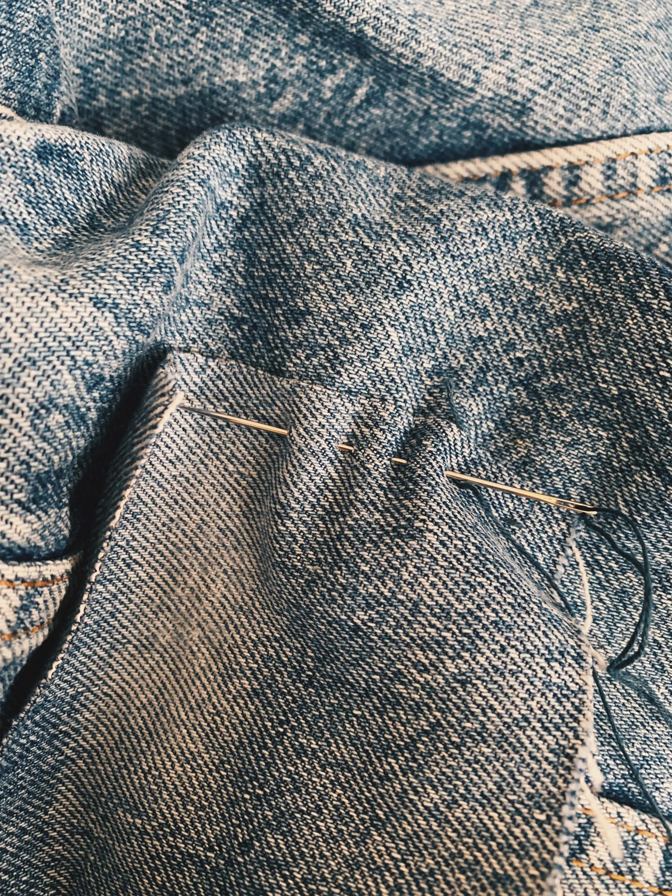 Cut Denim Patches for Sashiko Repair