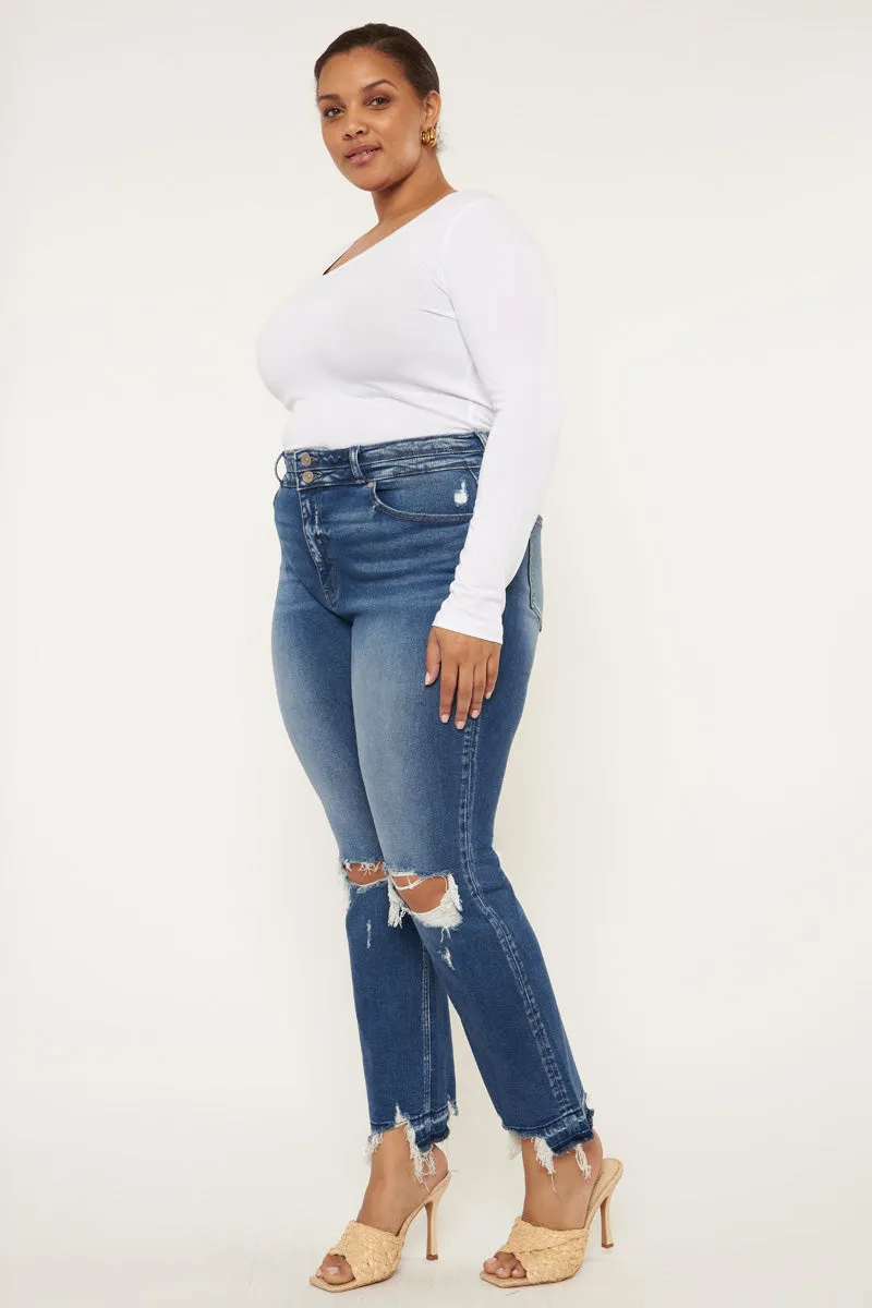 Damila High Rise Slim Straight Jeans (Plus Size)