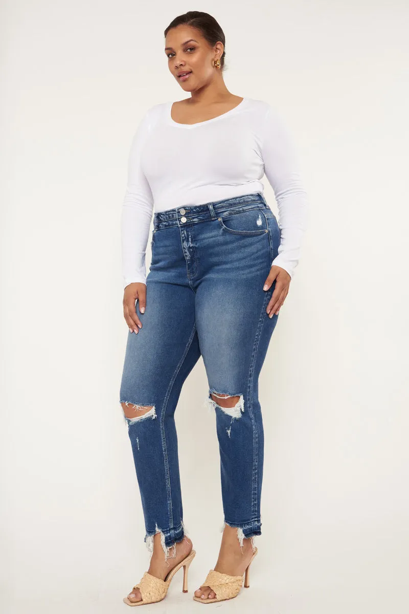 Damila High Rise Slim Straight Jeans (Plus Size)