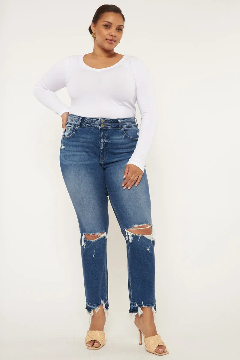 Damila High Rise Slim Straight Jeans (Plus Size)