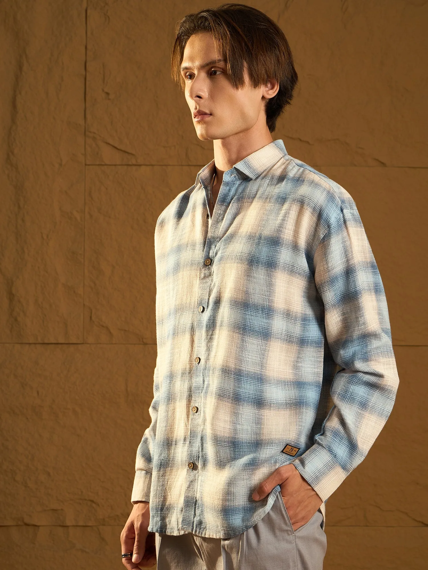 Drop Shoulder Oversized Checked Casual Shirt