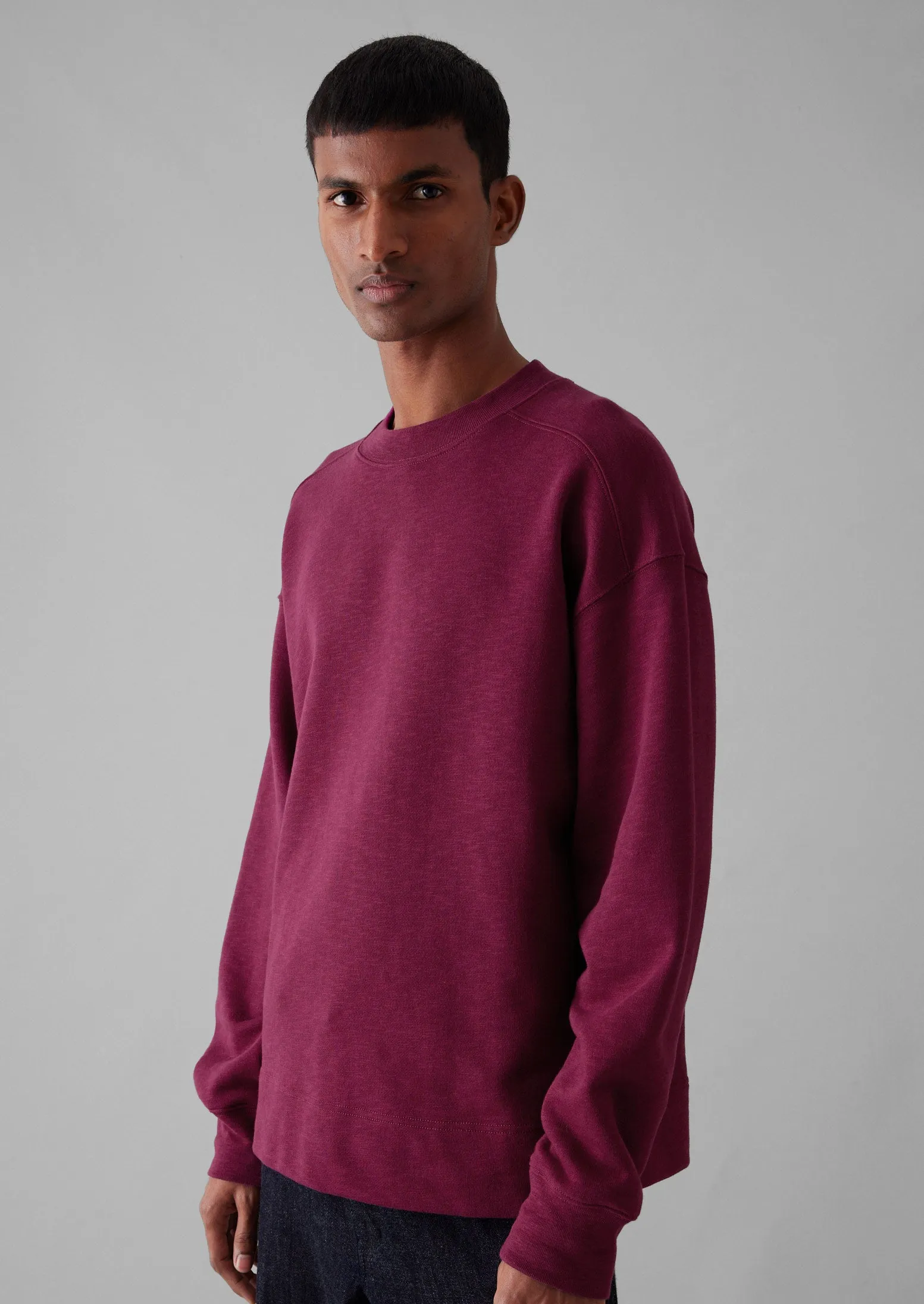 Dropped Shoulder Loopback Jersey Sweatshirt | Fuchsia