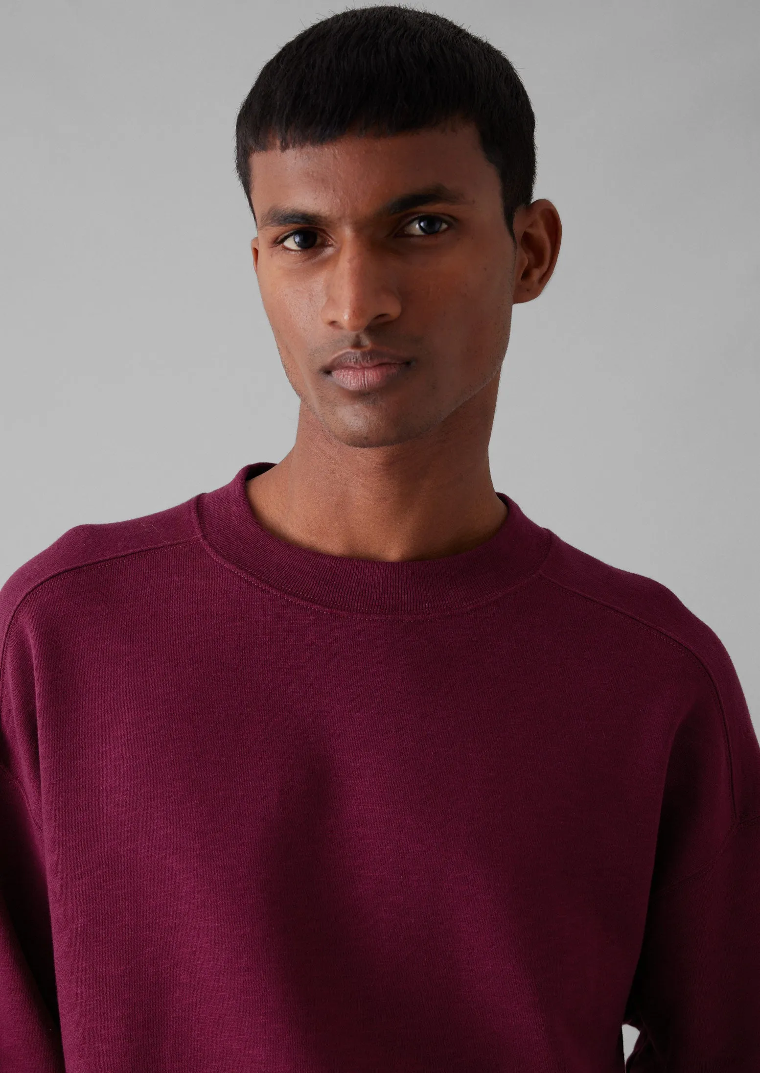 Dropped Shoulder Loopback Jersey Sweatshirt | Fuchsia