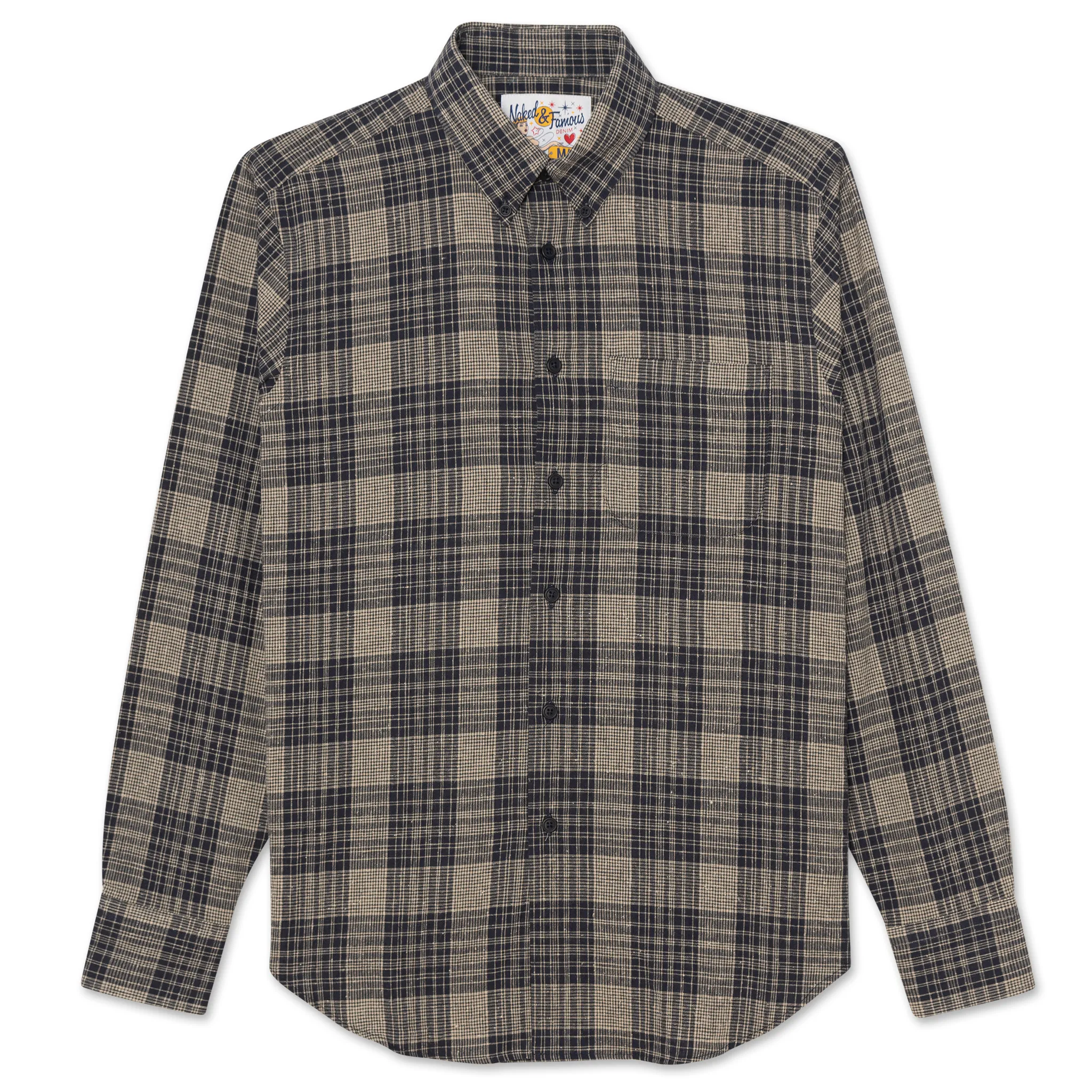 Easy Shirt - Linen Cotton Check -Navy