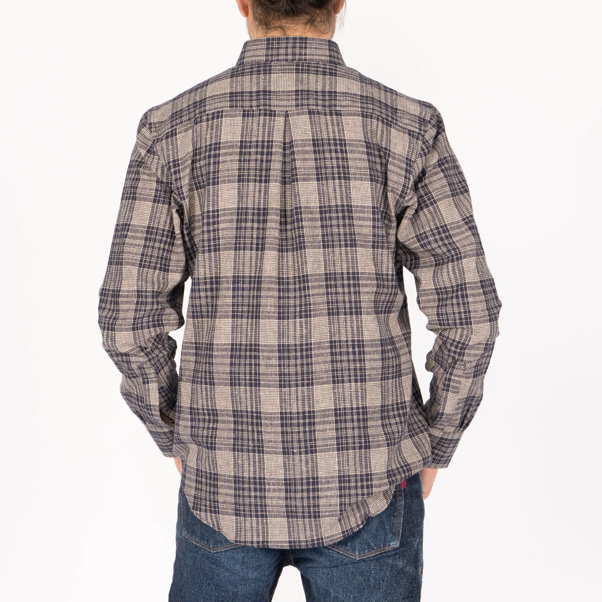 Easy Shirt - Linen Cotton Check -Navy