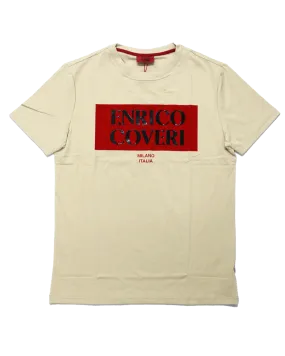 ENRICO COVERI Logo Red Khaki T Shirt