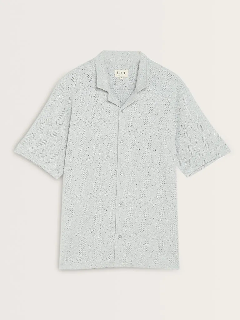 ETA Grey Knitted Relaxed Fit Cotton Shirt