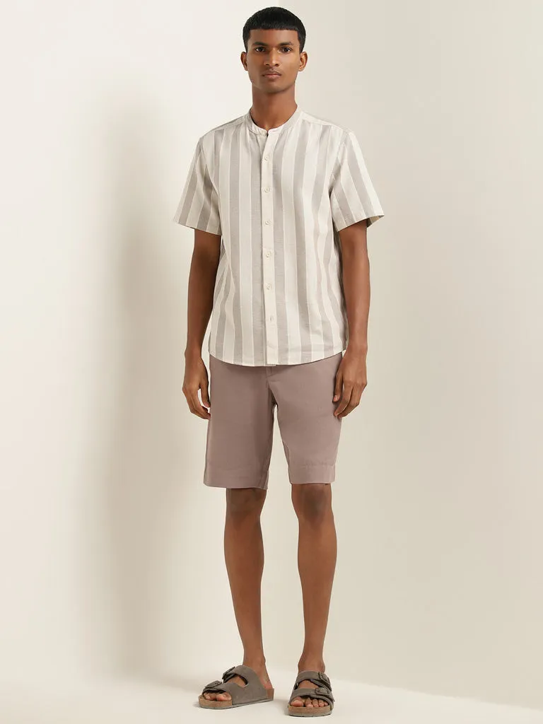 ETA Taupe Striped Resort-Fit Cotton Shirt