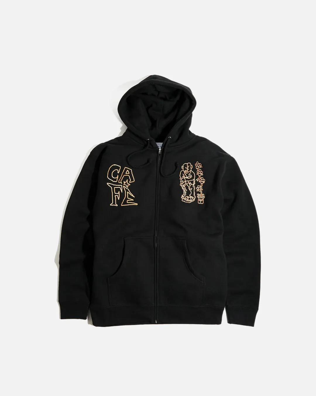 Ethan Embroidered Zip Hood - Black