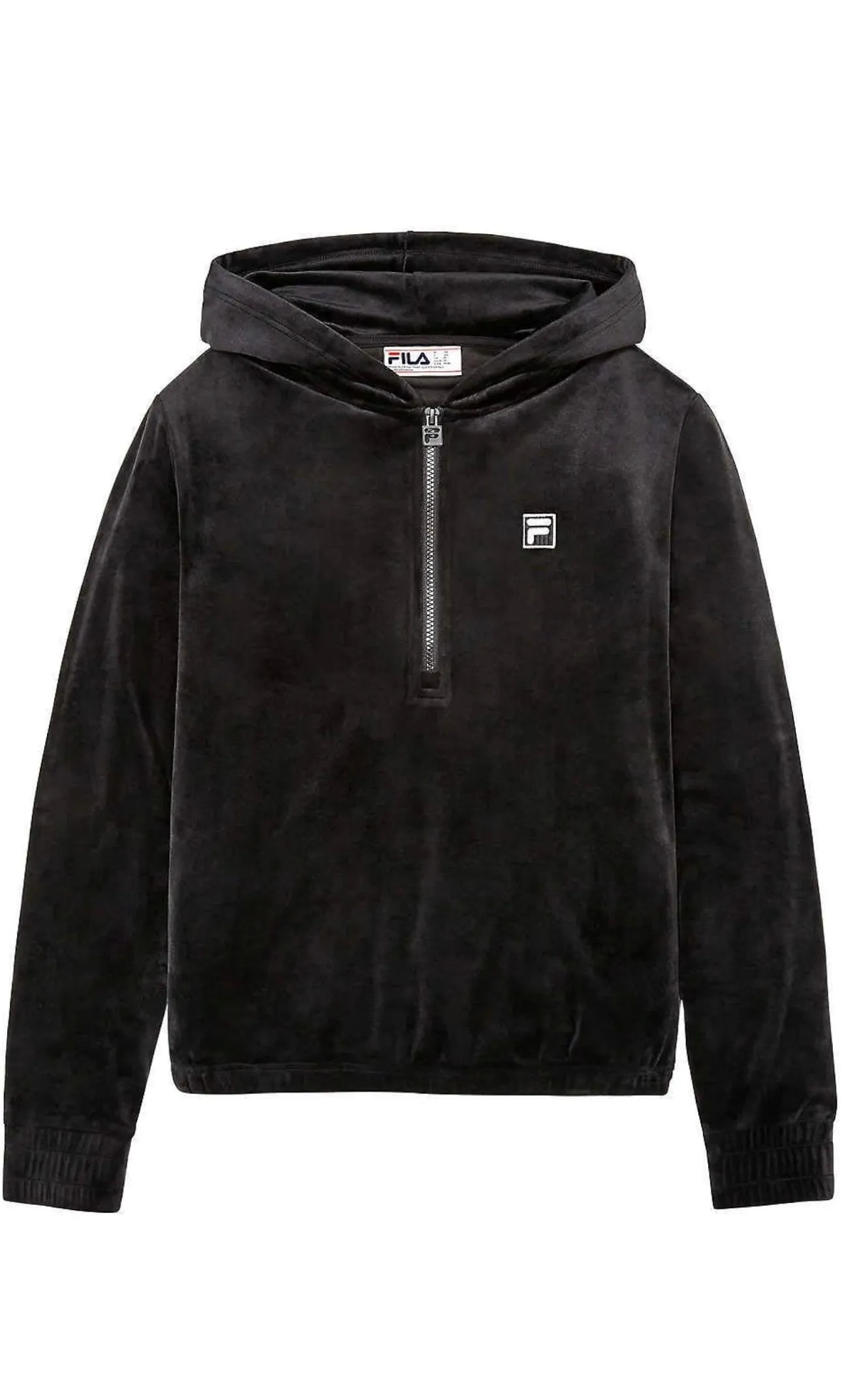 Fila Womens Velour Quarter Zip Hoodie Black Small