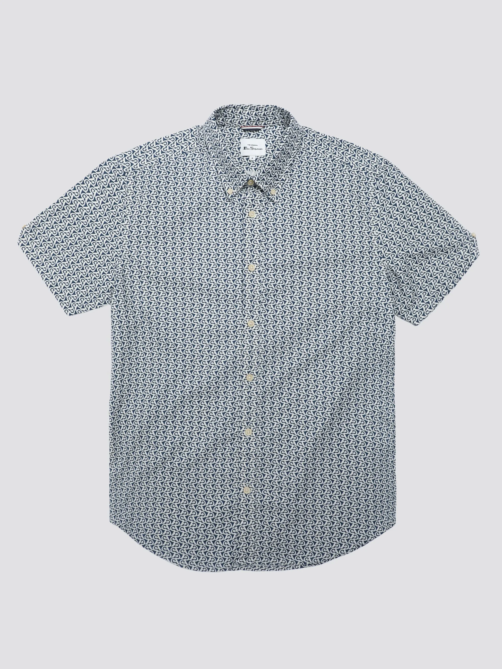 Geo Wave Print Shirt - Blue Denim