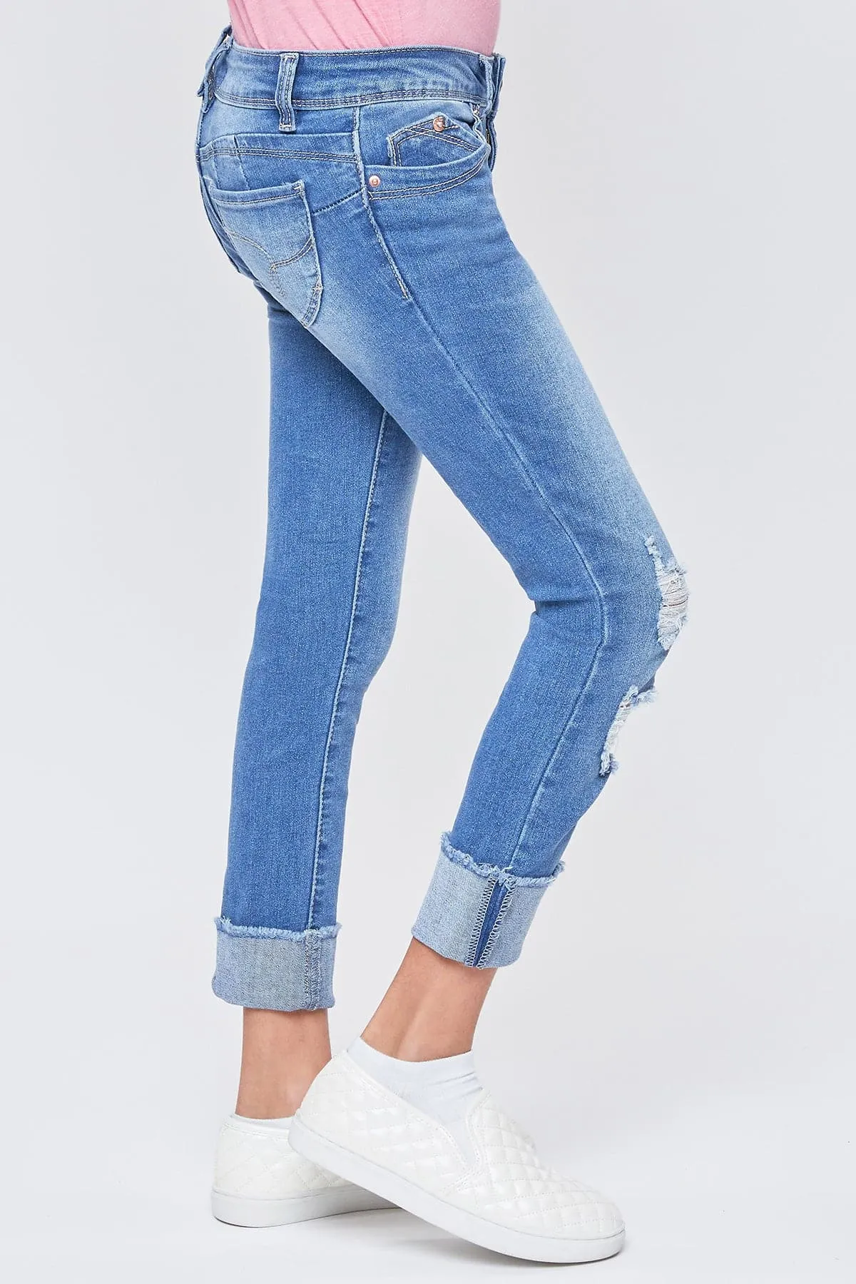 Girls WannaBettaFit Mid-Rise Mega Cuff Skinny Jeans