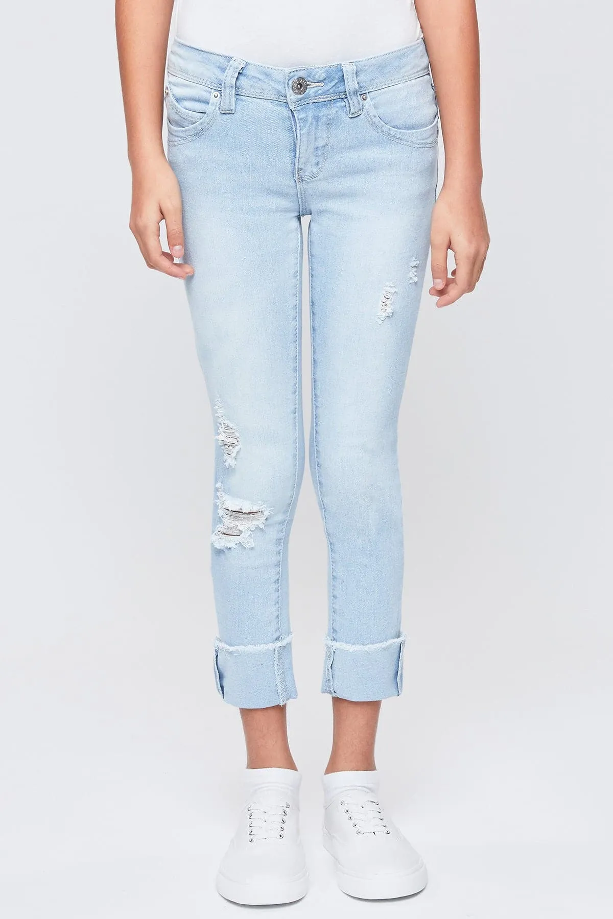 Girls WannaBettaFit Mid-Rise Mega Cuff Skinny Jeans