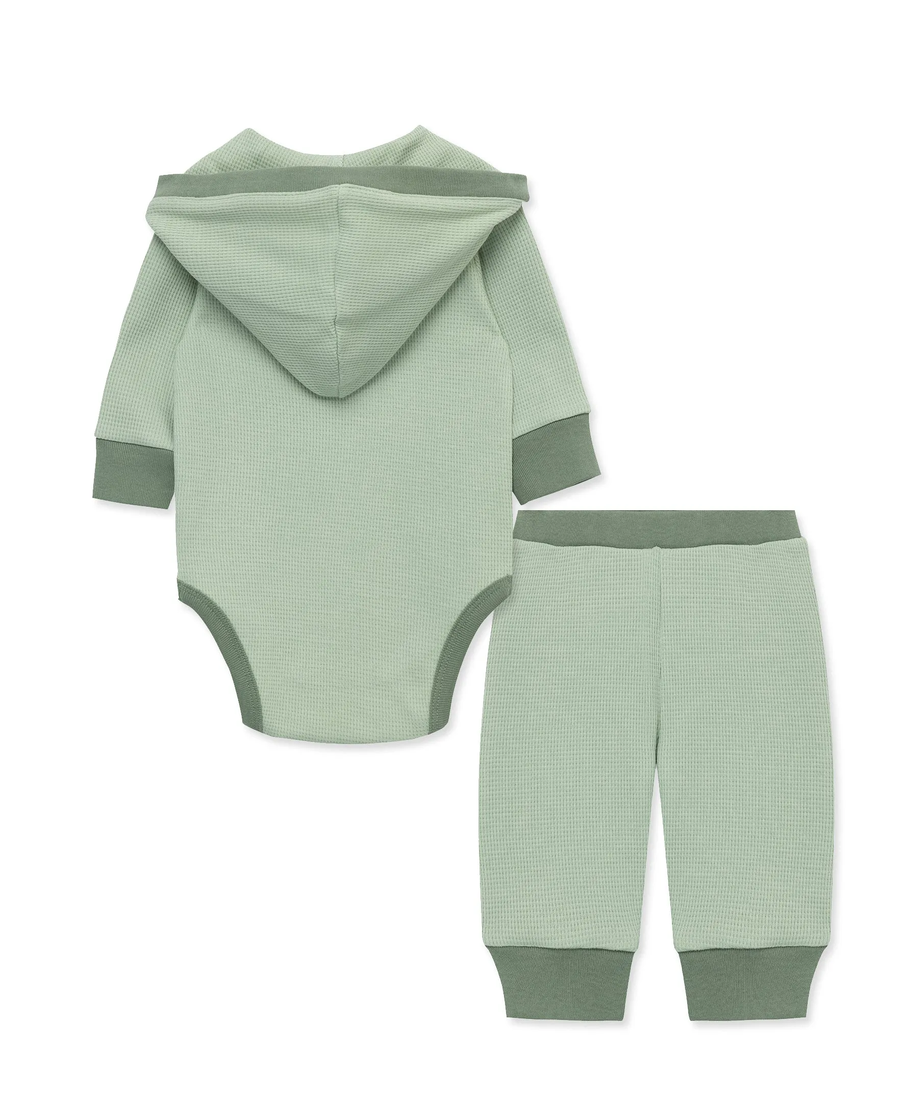 Green Waffle Knit Bodysuit & Pant Set