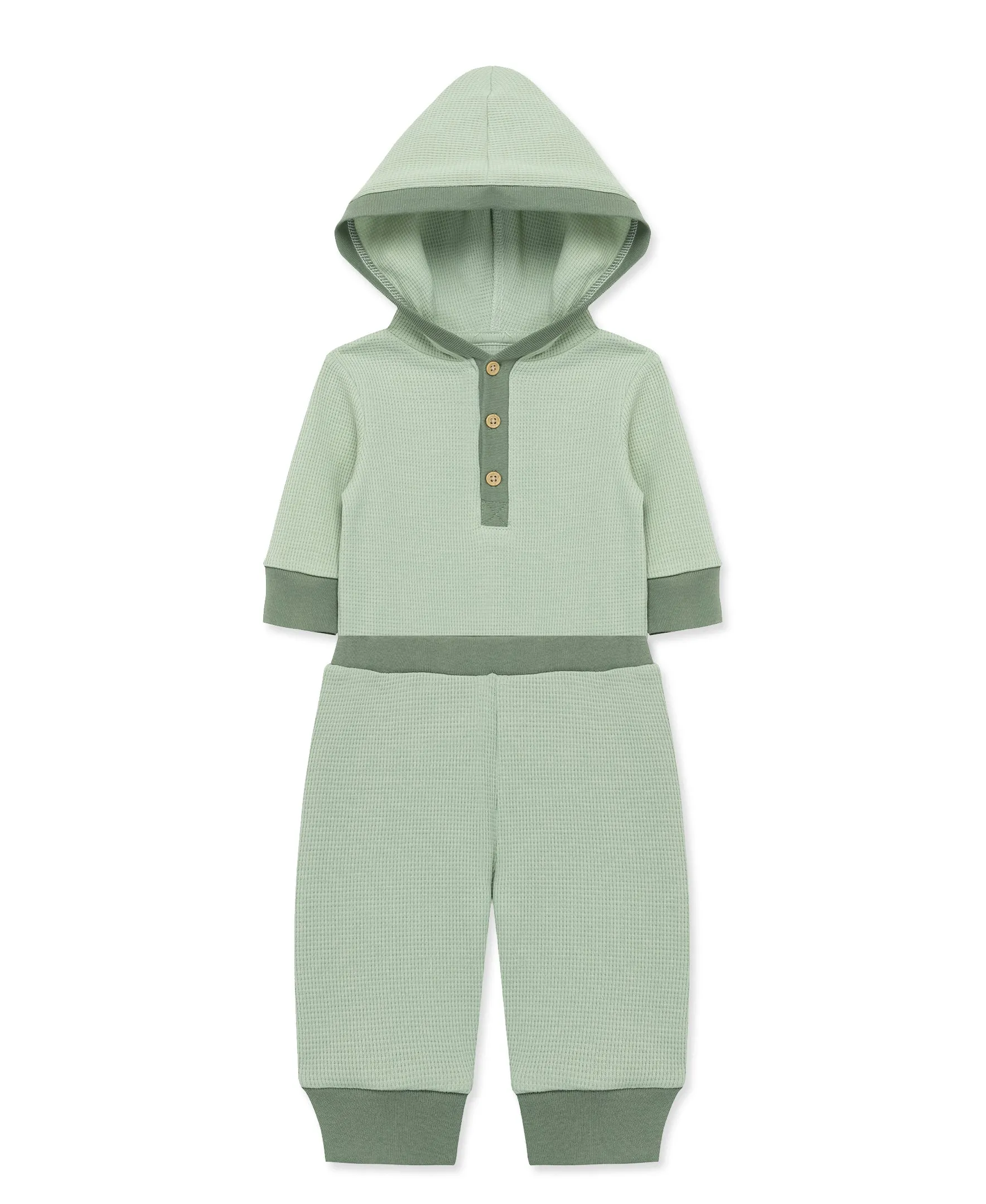 Green Waffle Knit Bodysuit & Pant Set