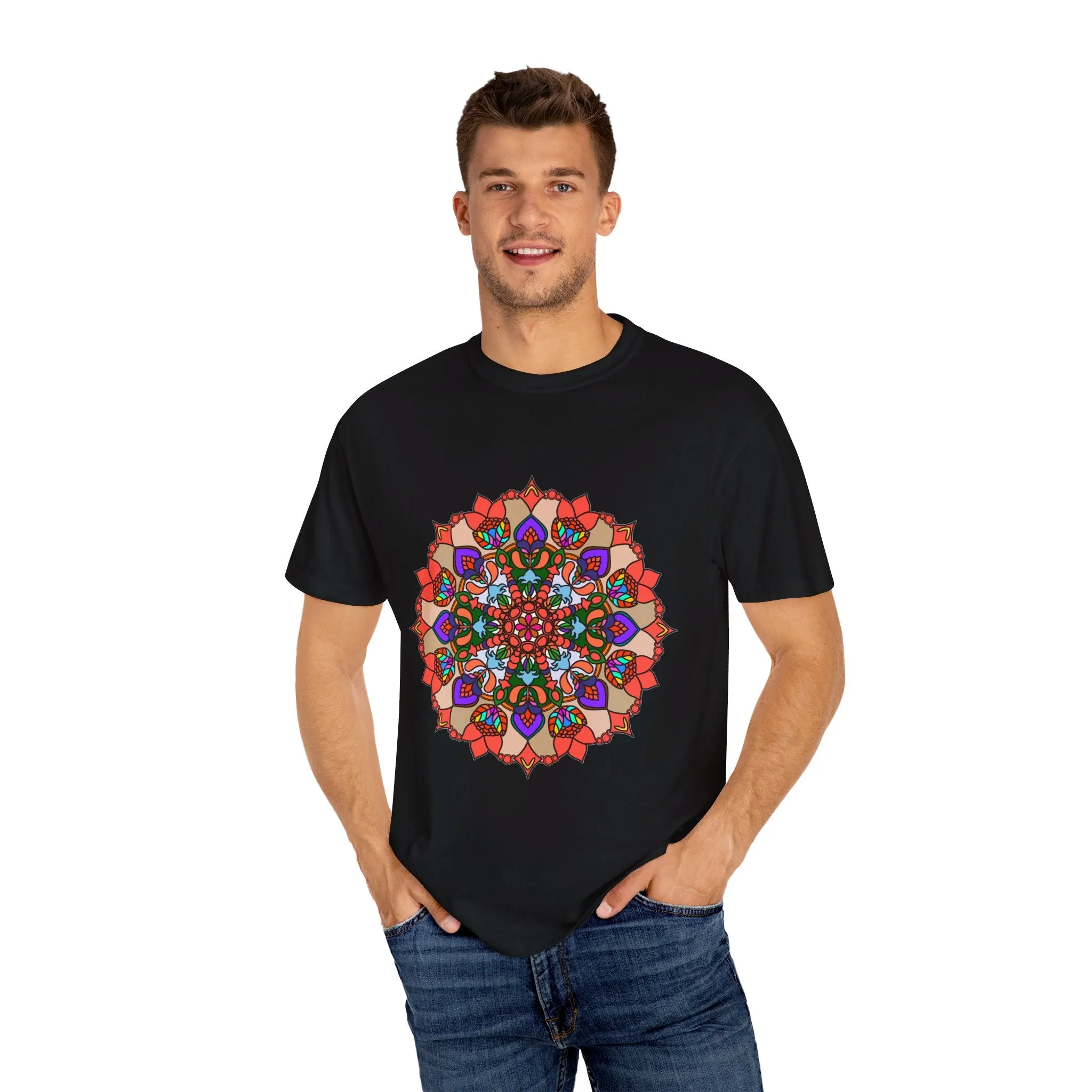 Handmade Mandala Design T-Shirt - 100% Cotton