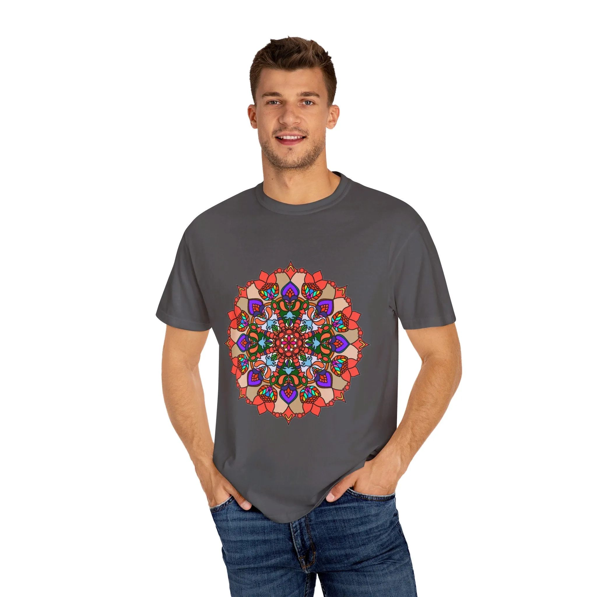 Handmade Mandala Design T-Shirt - 100% Cotton