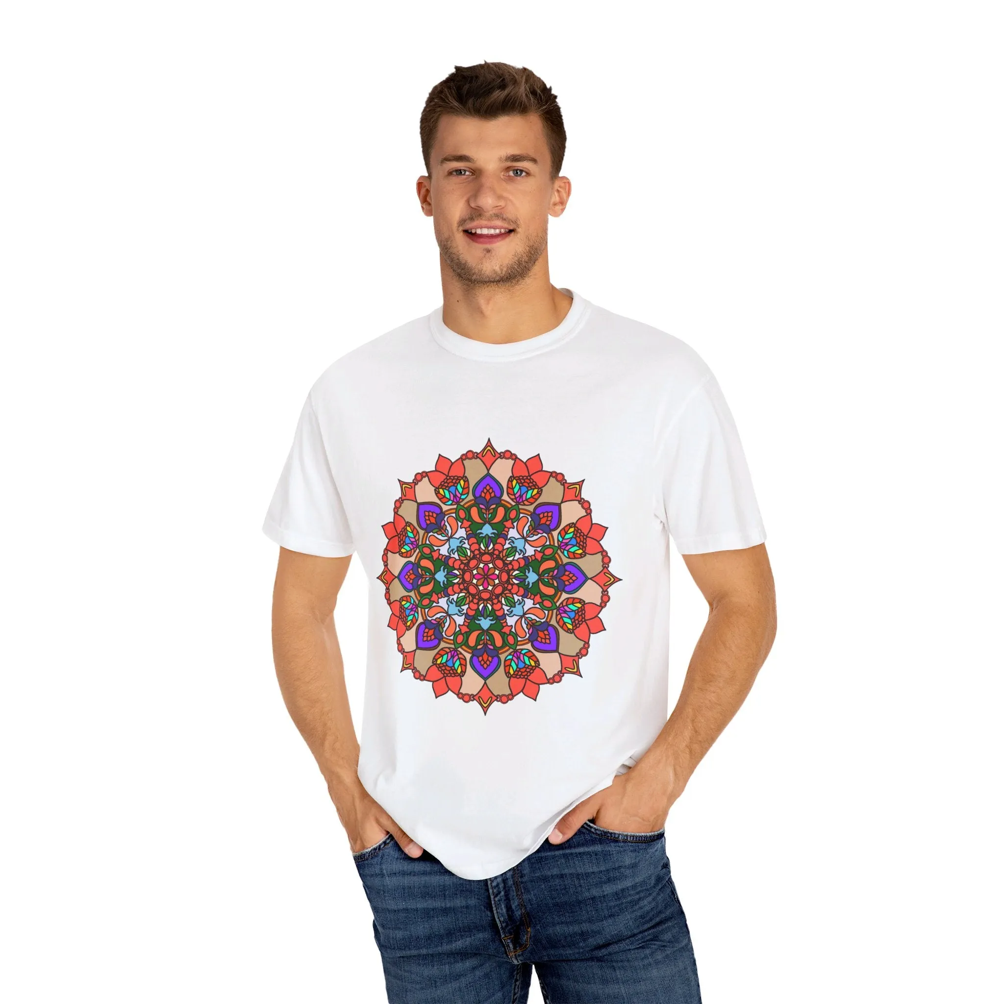 Handmade Mandala Design T-Shirt - 100% Cotton