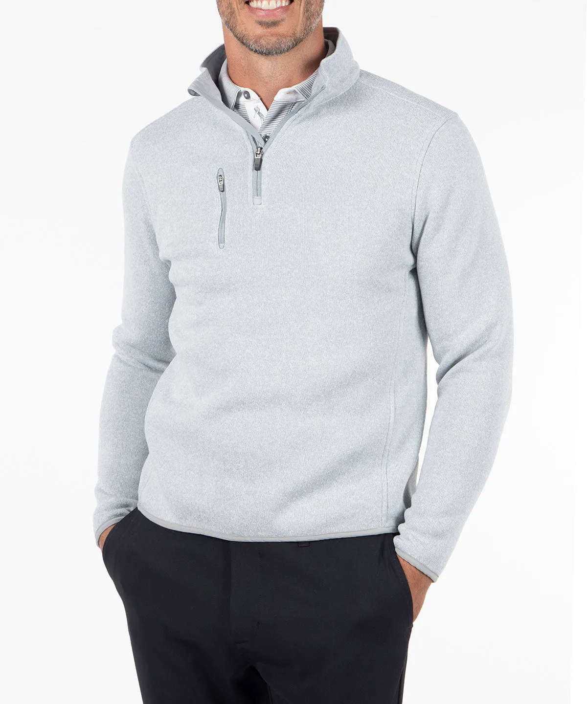 Heathered Quarter-Zip Performance Fleece Pullover