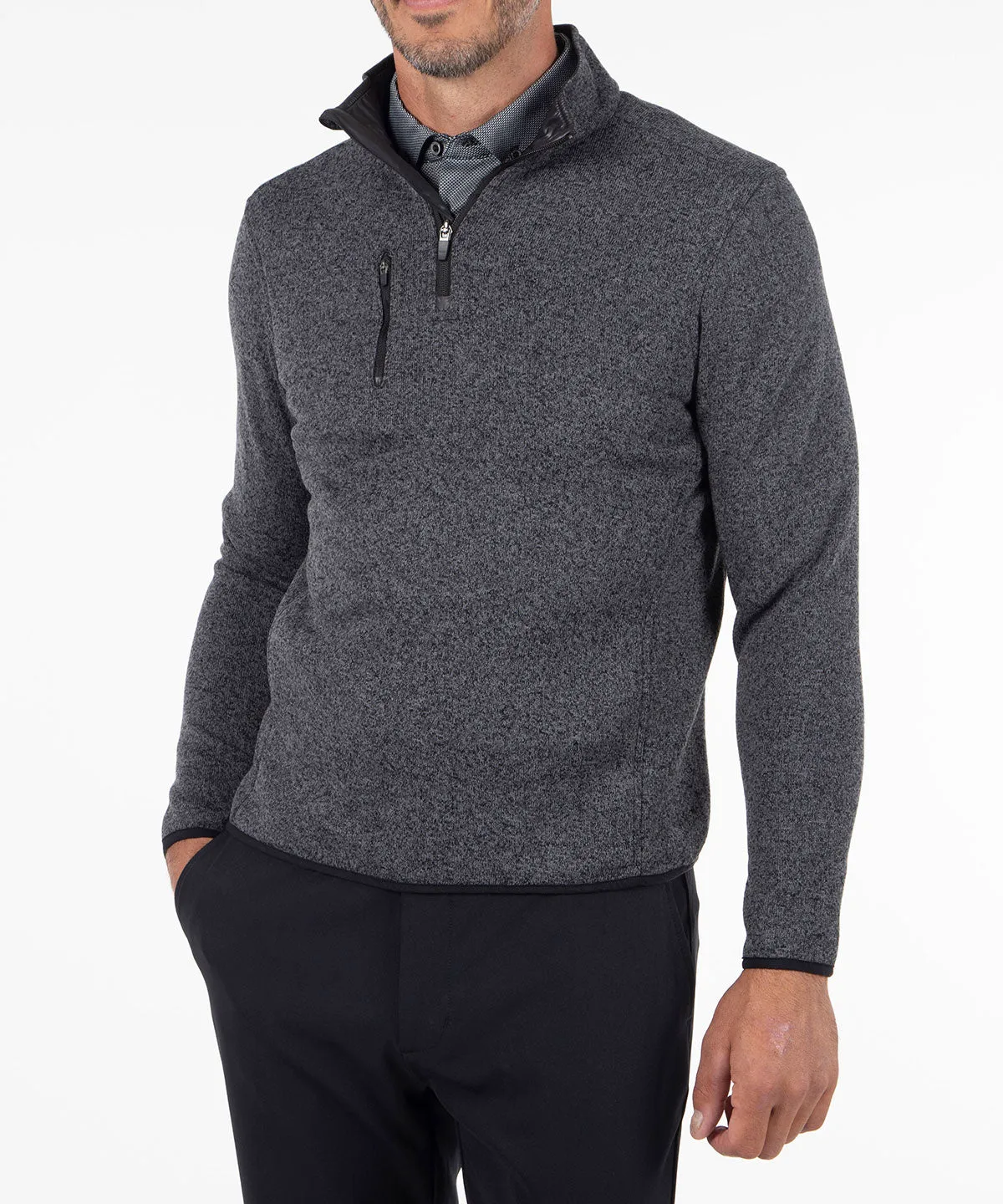 Heathered Quarter-Zip Performance Fleece Pullover