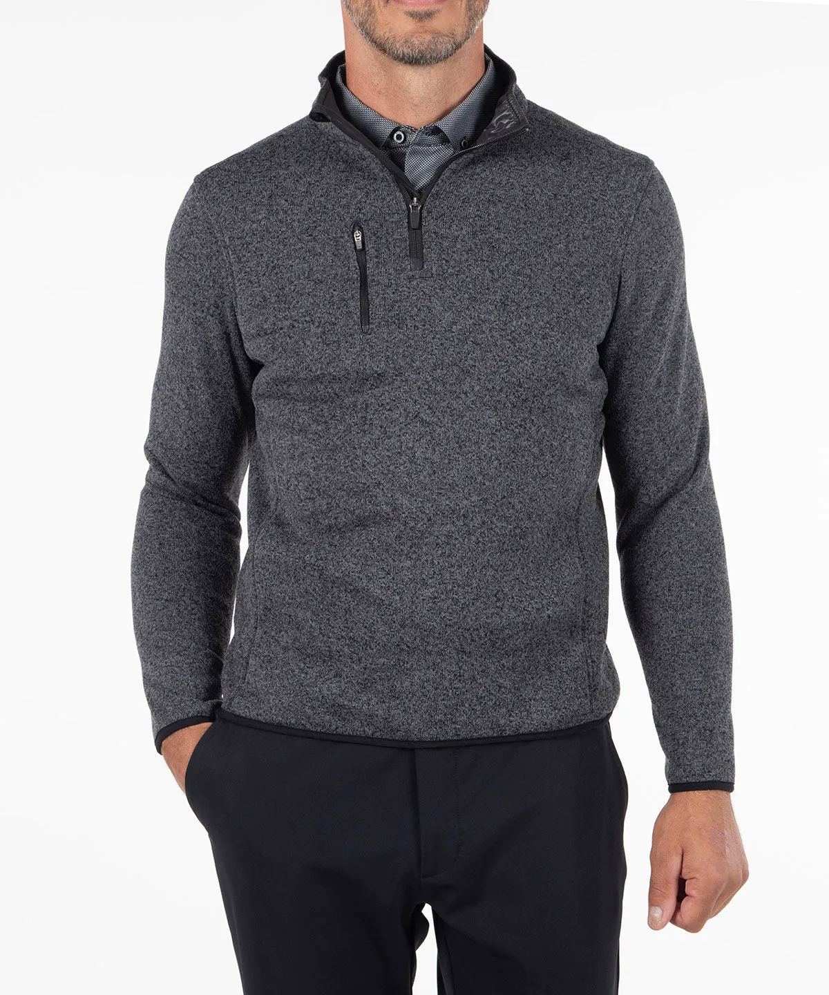 Heathered Quarter-Zip Performance Fleece Pullover