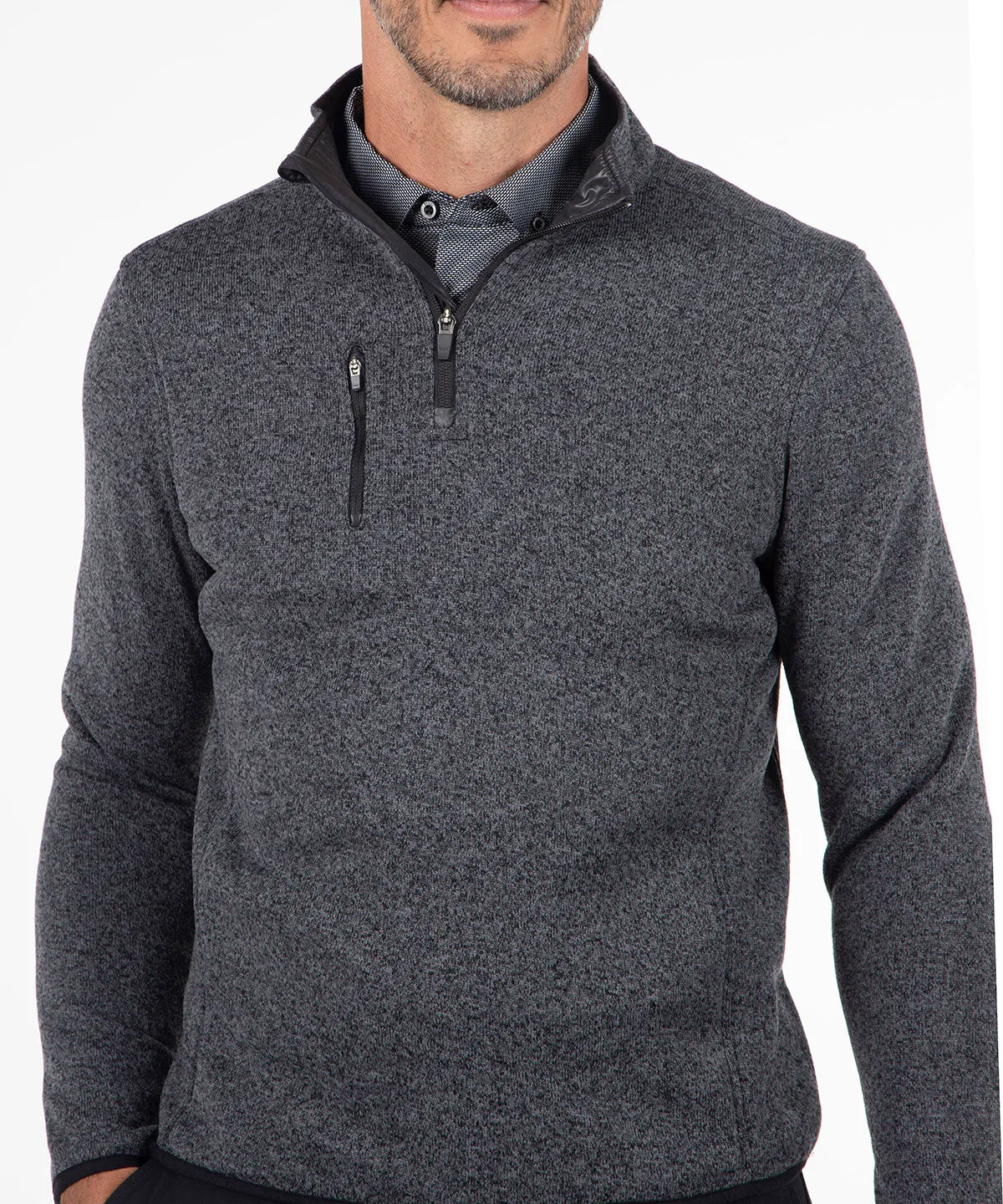 Heathered Quarter-Zip Performance Fleece Pullover