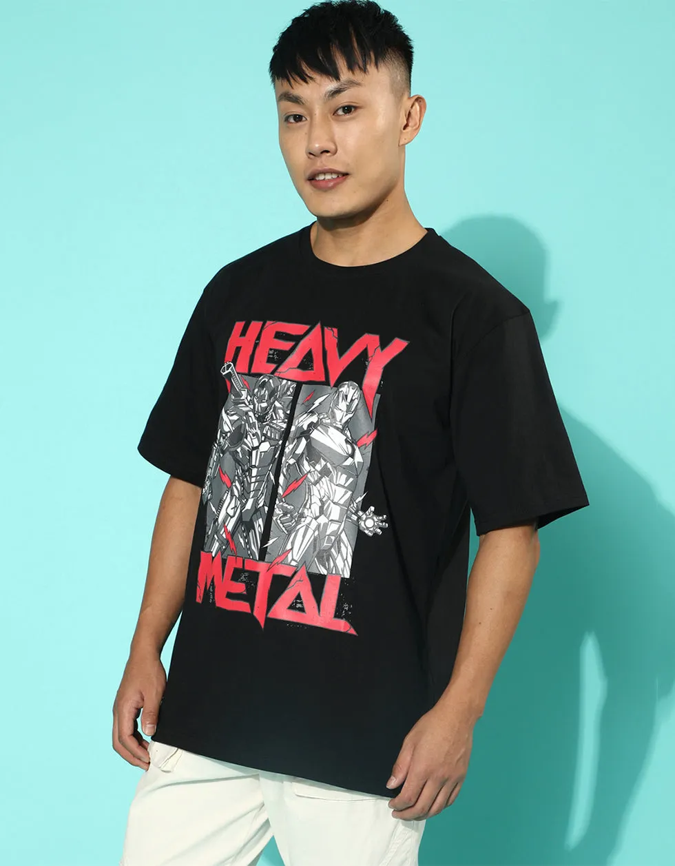 Heavy Metal Black Oversized Front Graphic Printed Tshirt