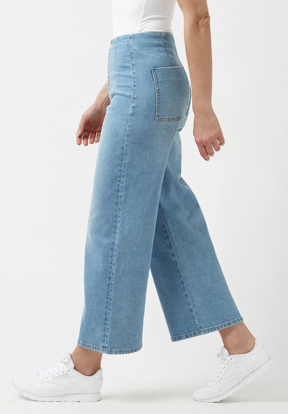 High Rise Cropped Adela Women's Jeans with Buttoned Fly - BL15874